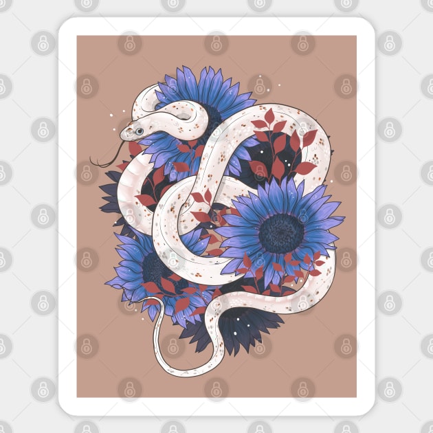Palmetto Corn Snake with Blue Sunflowers Sticker by starrypaige